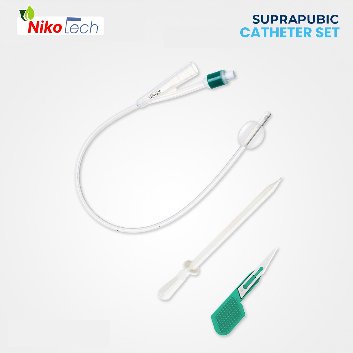 Silicone Suprapubic Catheter Set with Plastic Trocar